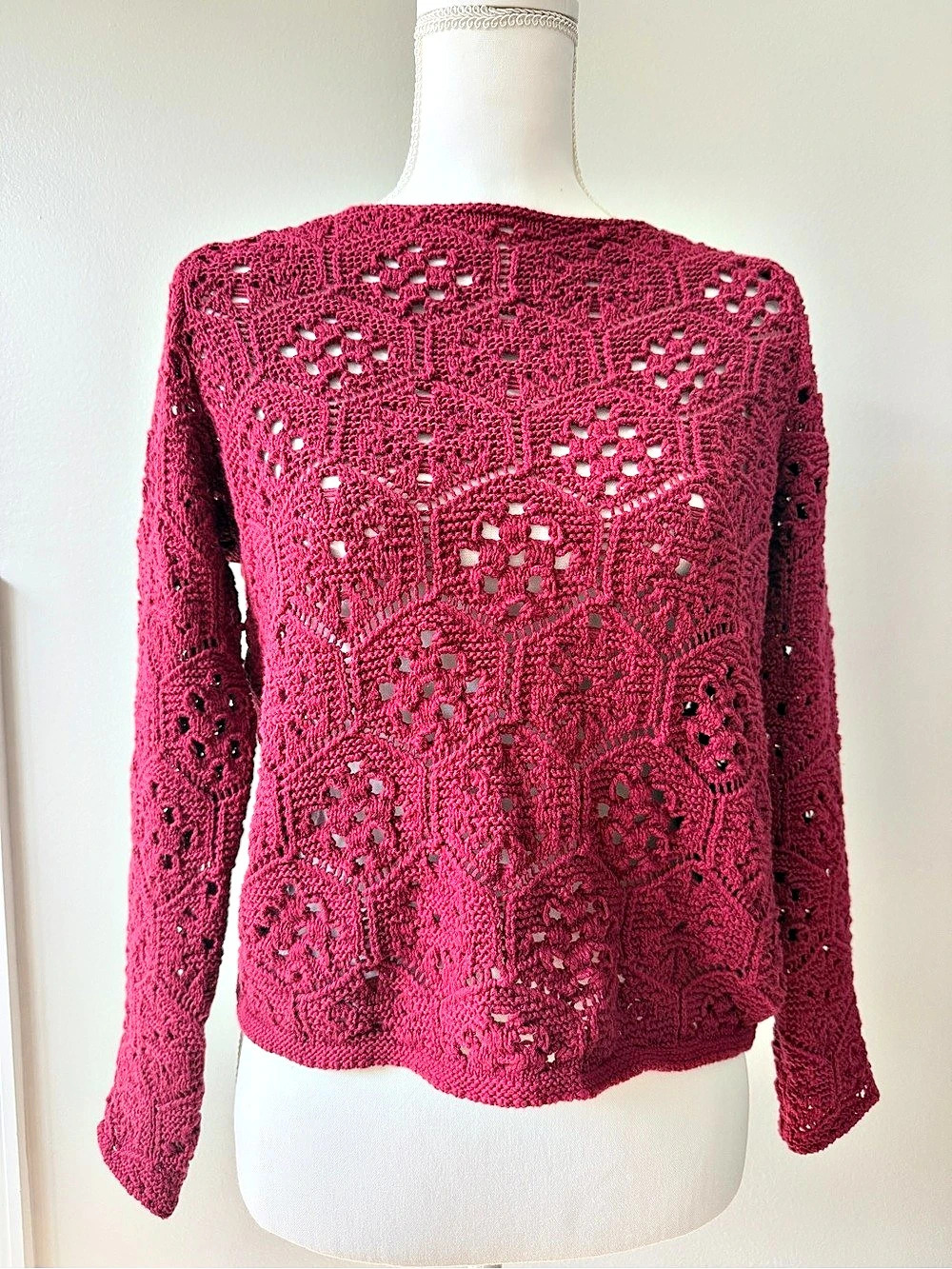 LOFT Open Knit Sweater Pink Size Petite Small NWT